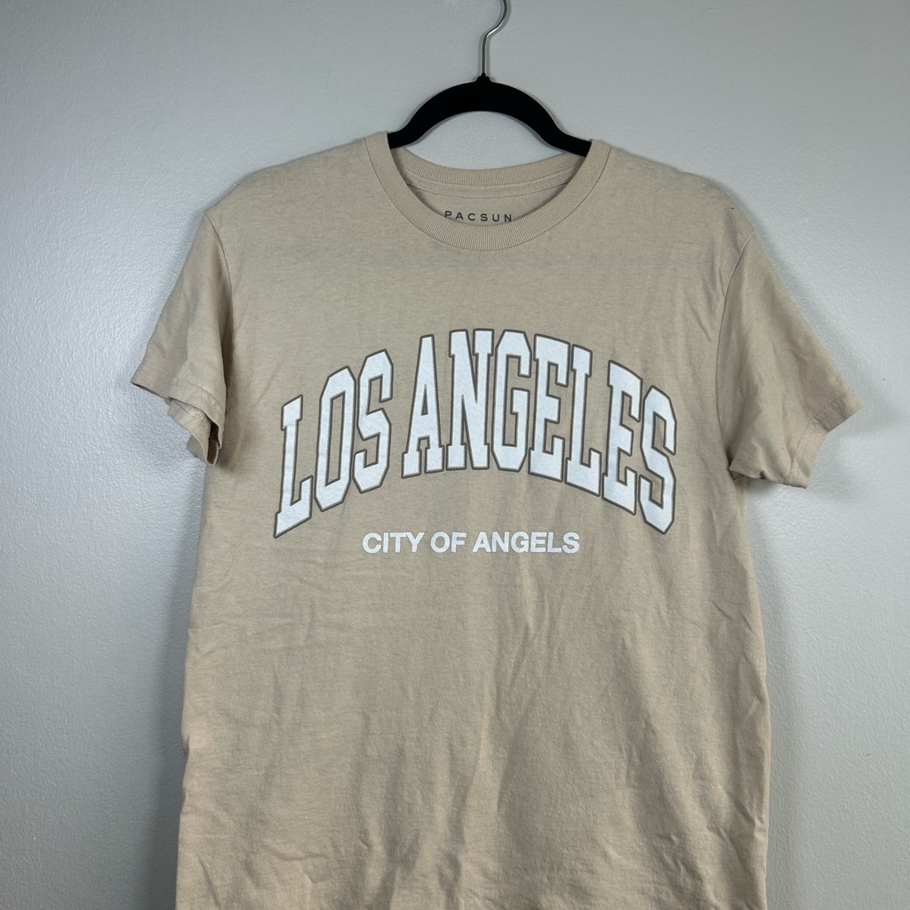 Pacsun Tan Short Sleeve Tee Los Angeles Print